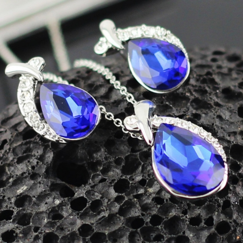 Necklace & Earrings - Hell & High WaterDROPS Blue